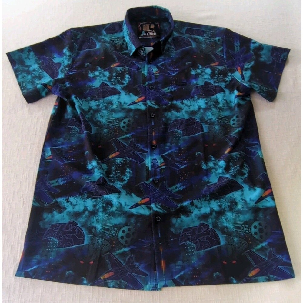 Retro Rifle "I'm A Pilot" Men's XL Button Up Shirt Blue